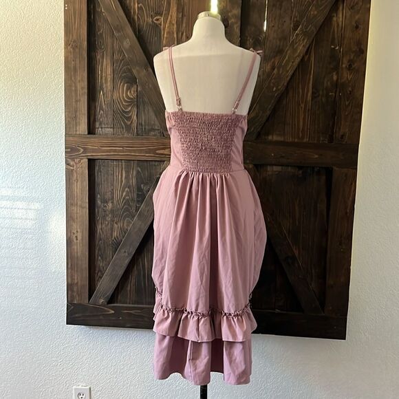 Scarlet Darkness Pleated Gothic Steampunk High Low Dress - Picture 7 of 12